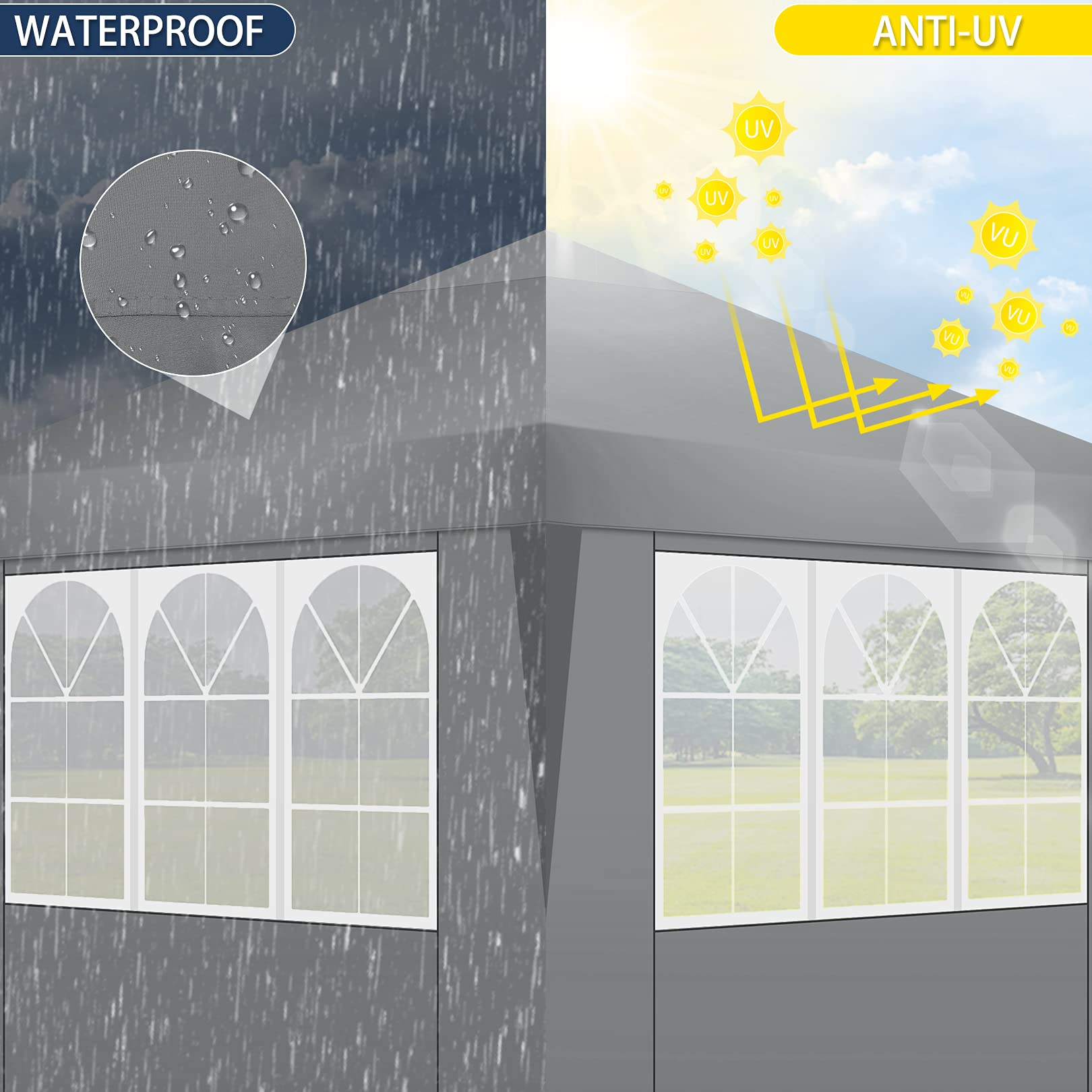 COBIZI 10x10 Pop Up Canopy Tent - Waterproof Instant Gazebo with 4 Sidewalls, Sandbags & Stakes for Outdoor Events, Parties, Backyard & Commercial Use | Perfect for Picnics, Farmers Markets & Beach Outings