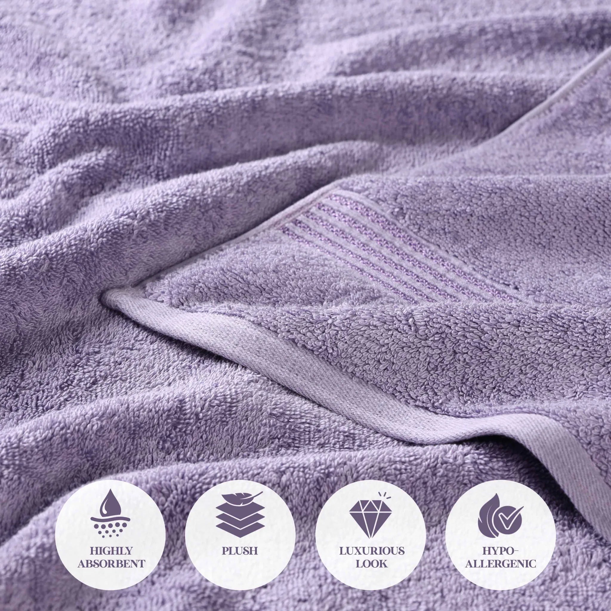 Premium 100% Egyptian Cotton Plush Hand Towels - Ultra Soft & Absorbent Bath Towel Set of 8 for Bathroom, Kitchen & Spa Luxury (24x16 Inches)