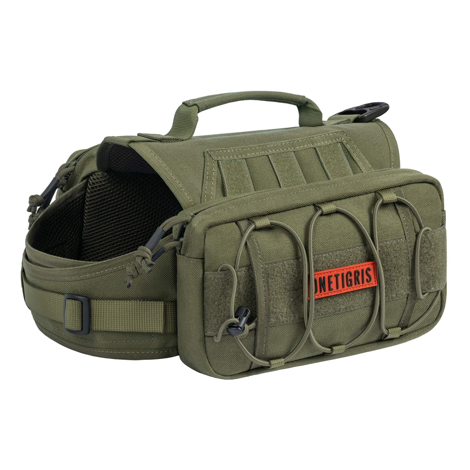 OneTigris Tactical Dog Backpack for Medium & Large Dogs - Durable Nylon Pet Carrier with Side Pockets - Perfect for Hiking, Walking, Training & Running Adventures