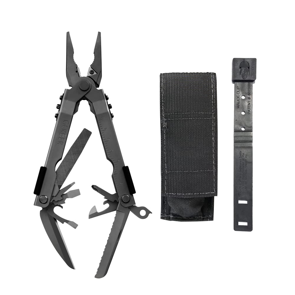 Gerber Gear Multi-Plier 600 - 14-in-1 Multitool with Needlenose Pliers, Screwdriver, Serrated Knife & Sheath | Compact EDC Tool for Camping, Hiking, Survival & Everyday Carry (Black)