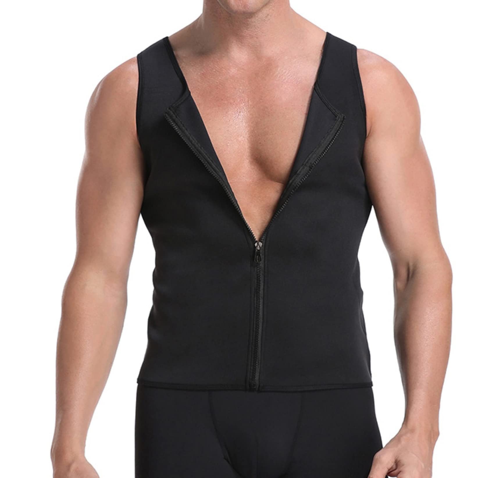 EBRICON Men's Waist Trainer Vest - Body Shaper for Weight Loss, Fat Burning Corset with Zipper - Slimming Belt & Belly Control Shapewear for Gym, Workout & Daily Wear