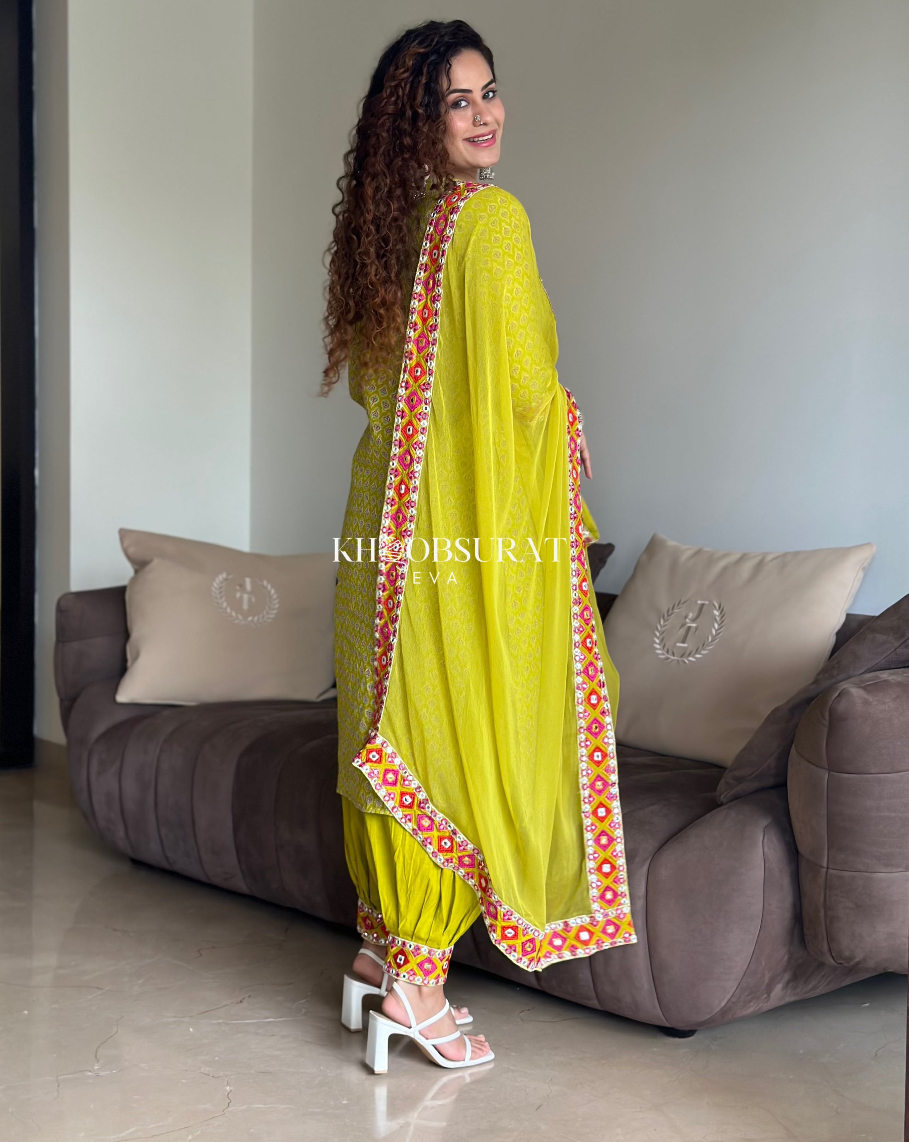 Stylish Kalki Fashion Kurta with Afghani Salwar - Traditional Pakistani Outfit for Women - Perfect for Weddings, Festivals & Special Occasions