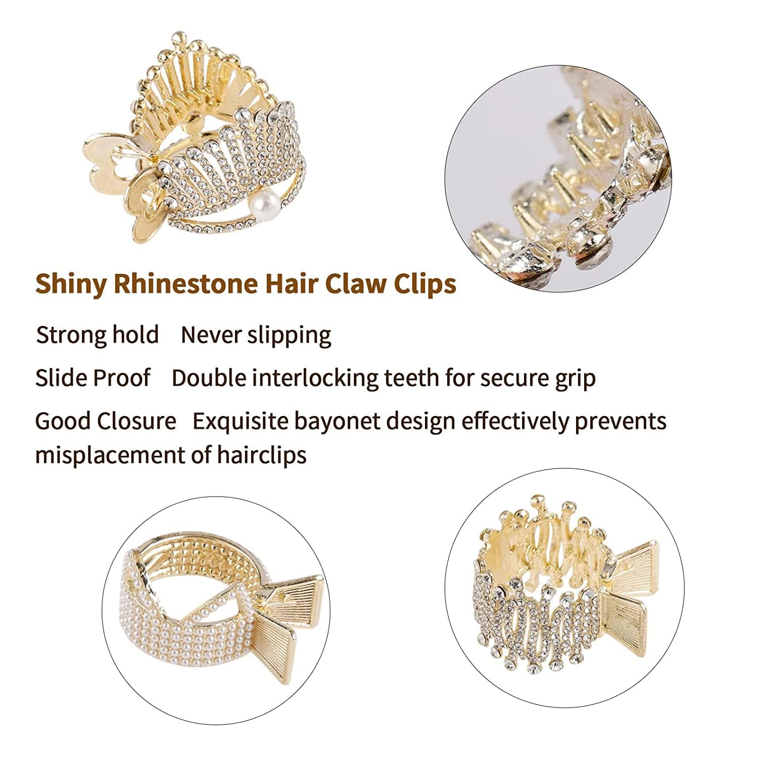 Shiny Rhinestone Hair Claw Clip for Women & Girls - Small Hair Jewelry Claw Clip with Random Design - Perfect for Parties, Weddings & Everyday Use (Pack of 1)