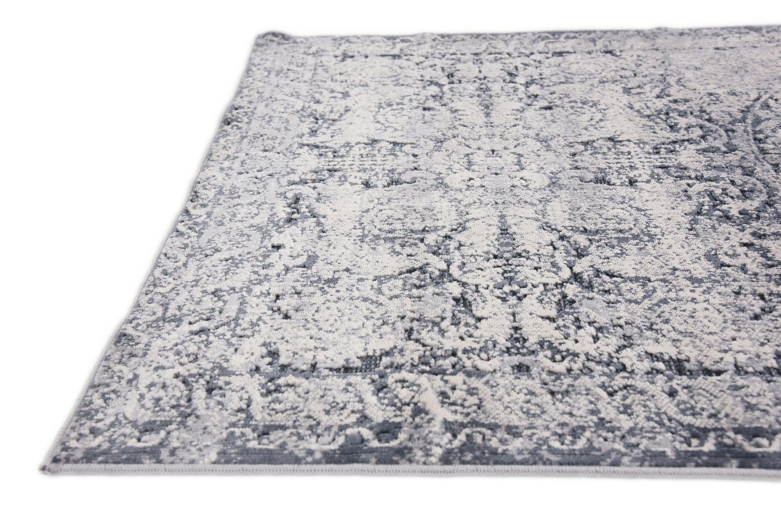 Unique Loom Victoria Runner Area Rug - 3' x 13' Dark Blue - Non-Slip Hallway Carpet for Home Decor | Perfect for Entryways, Kitchens & Long Narrow Spaces
