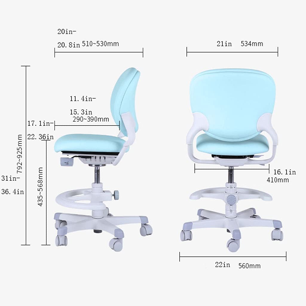 Ergonomic Office & Gaming Chair - Adjustable Height Computer Desk Chair with Lumbar Support for Adults & Kids - Fabric Blue Study Chair for Home, Office, and Online Learning