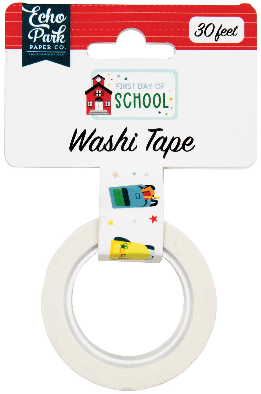 Echo Park Paper Co. Decorative Washi Tape - Backpack Design for Scrapbooking, Journaling & DIY Crafts - Perfect for School Supplies, Gift Wrapping & Home Decor