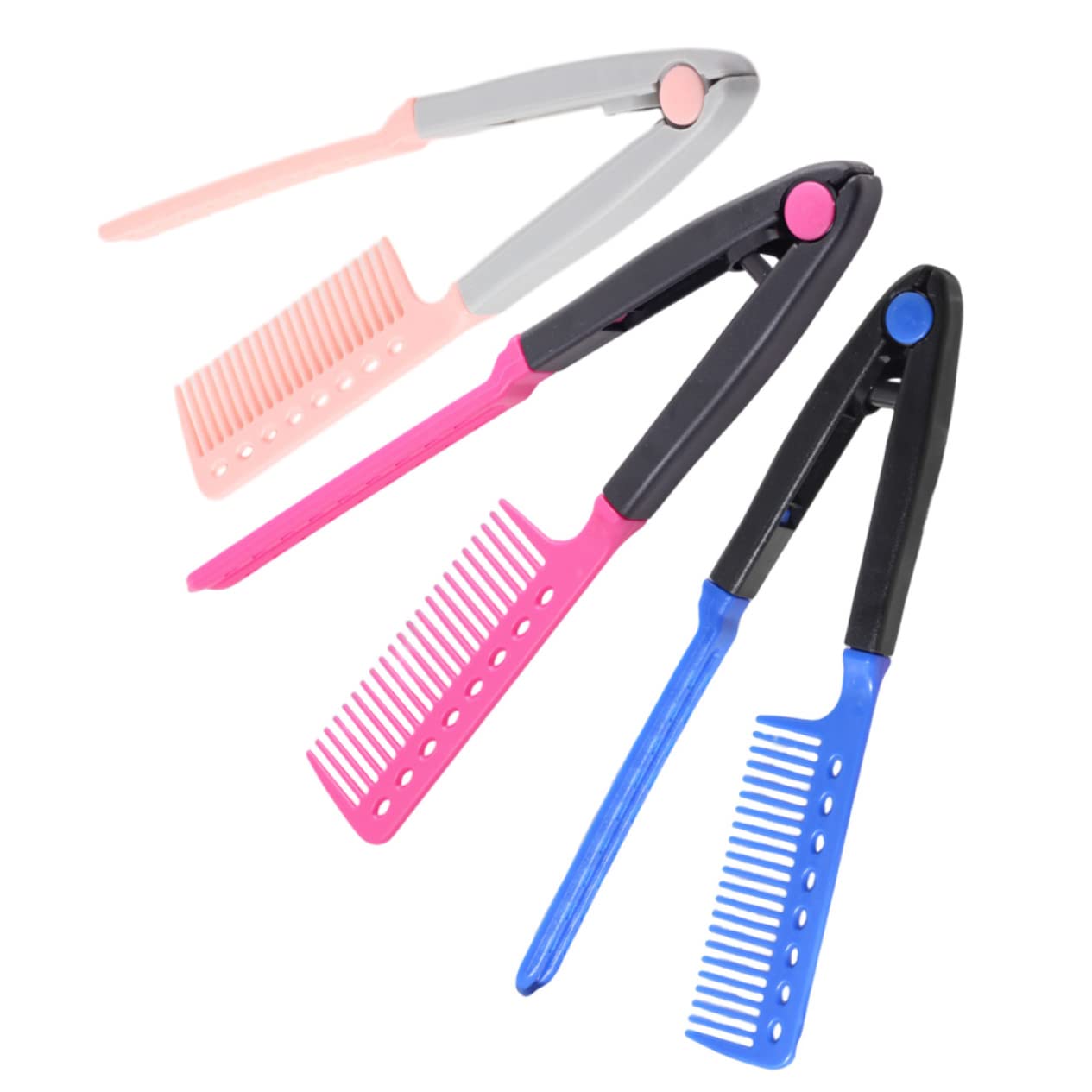 CAXUSD Hair Straightening Comb Set - 3 Pack V-Shape Hair Straightener Brush & Styling Tool for Smooth, Frizz-Free Hair | Perfect for Home Use, Travel & Salon Styling