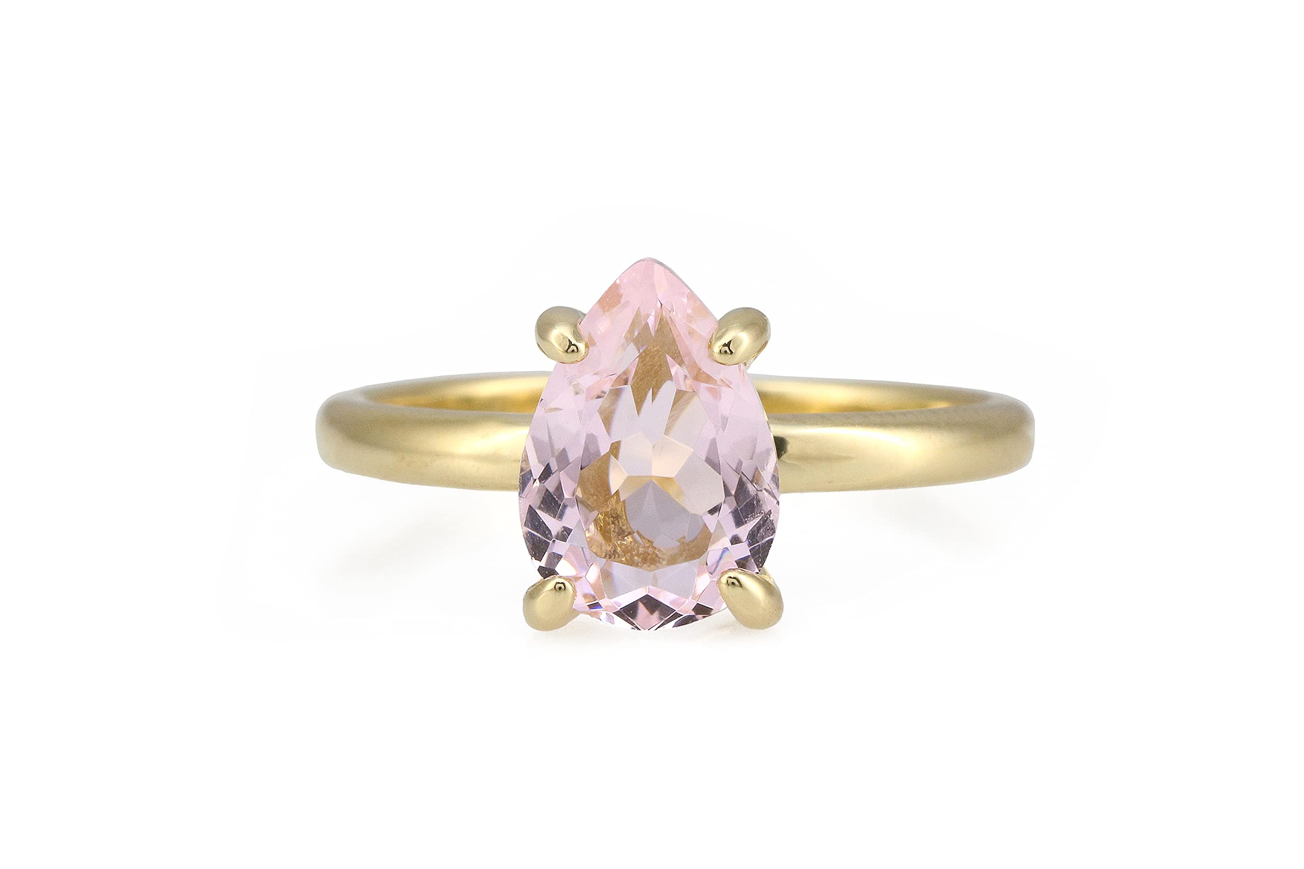 14K Gold Rose Quartz Pear Engagement Ring for Women - Promise & Love Rings, Gift Box Included - Perfect for Proposals, Anniversaries & Special Occasions