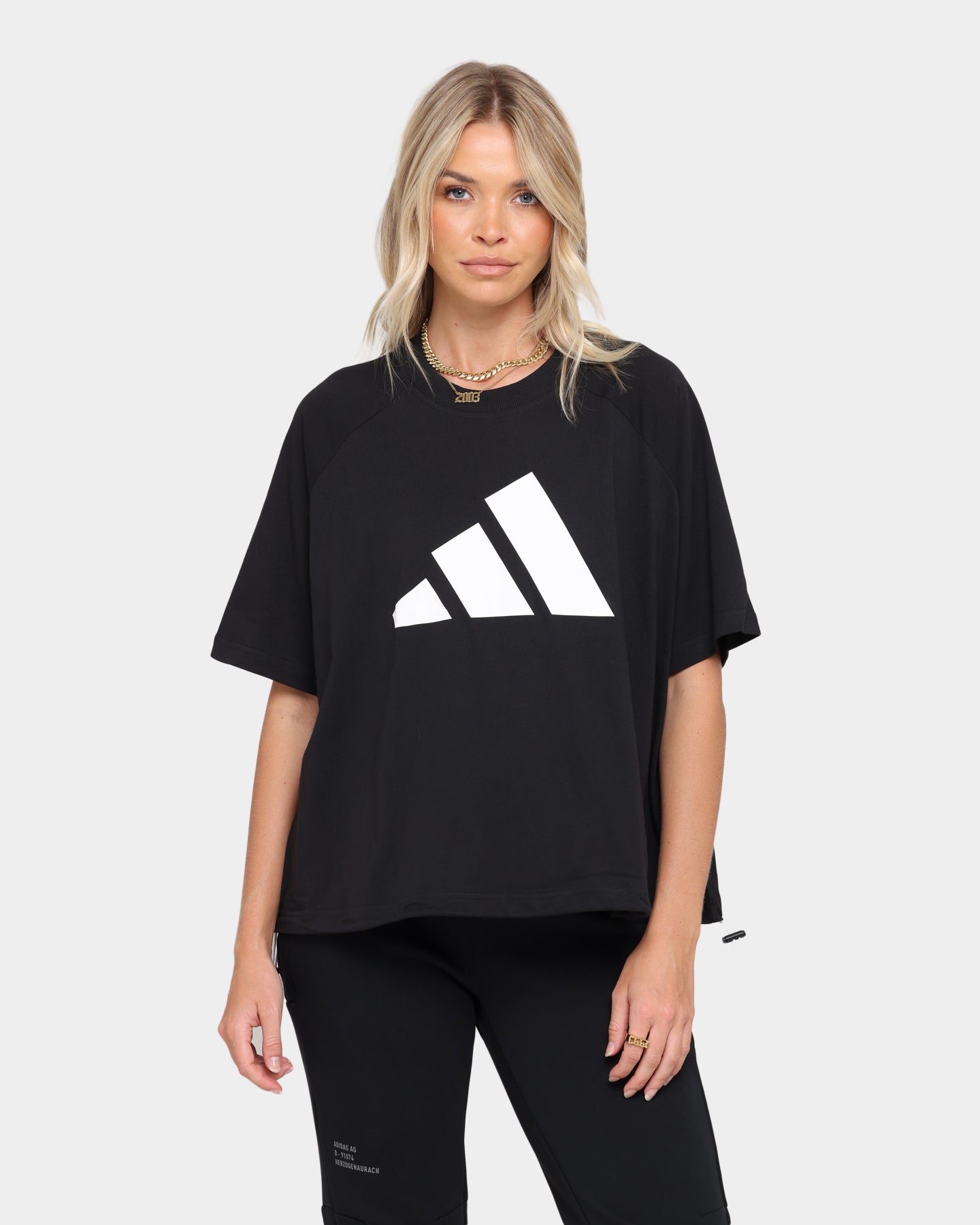 Adidas Women's Stripe Logo T-Shirt - Black | Casual Cotton Tee for Everyday Wear, Gym & Street Style