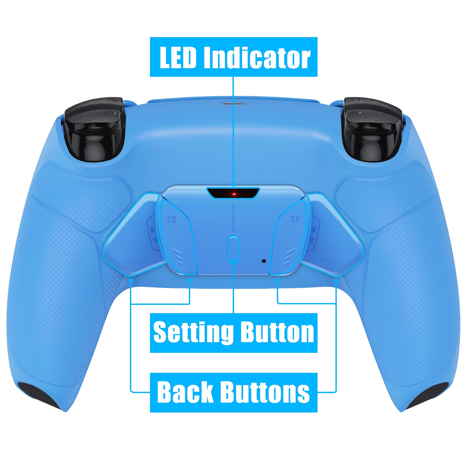 eXtremeRate Starlight Blue Rubberized Grip Programmable RISE4 Remap Kit for PS5 Controller (BDM-010/BDM-020) - Upgrade Board, Redesigned Back Shell & 4 Back Buttons | Enhanced Gaming Performance for FPS, RPG & Competitive Play