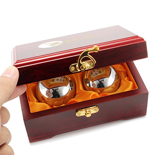 50mm Chrome Baoding Balls for Stress Relief, Hand Therapy & Relaxation - Perfect for Meditation, Office Stress Relief & Hand Exercise