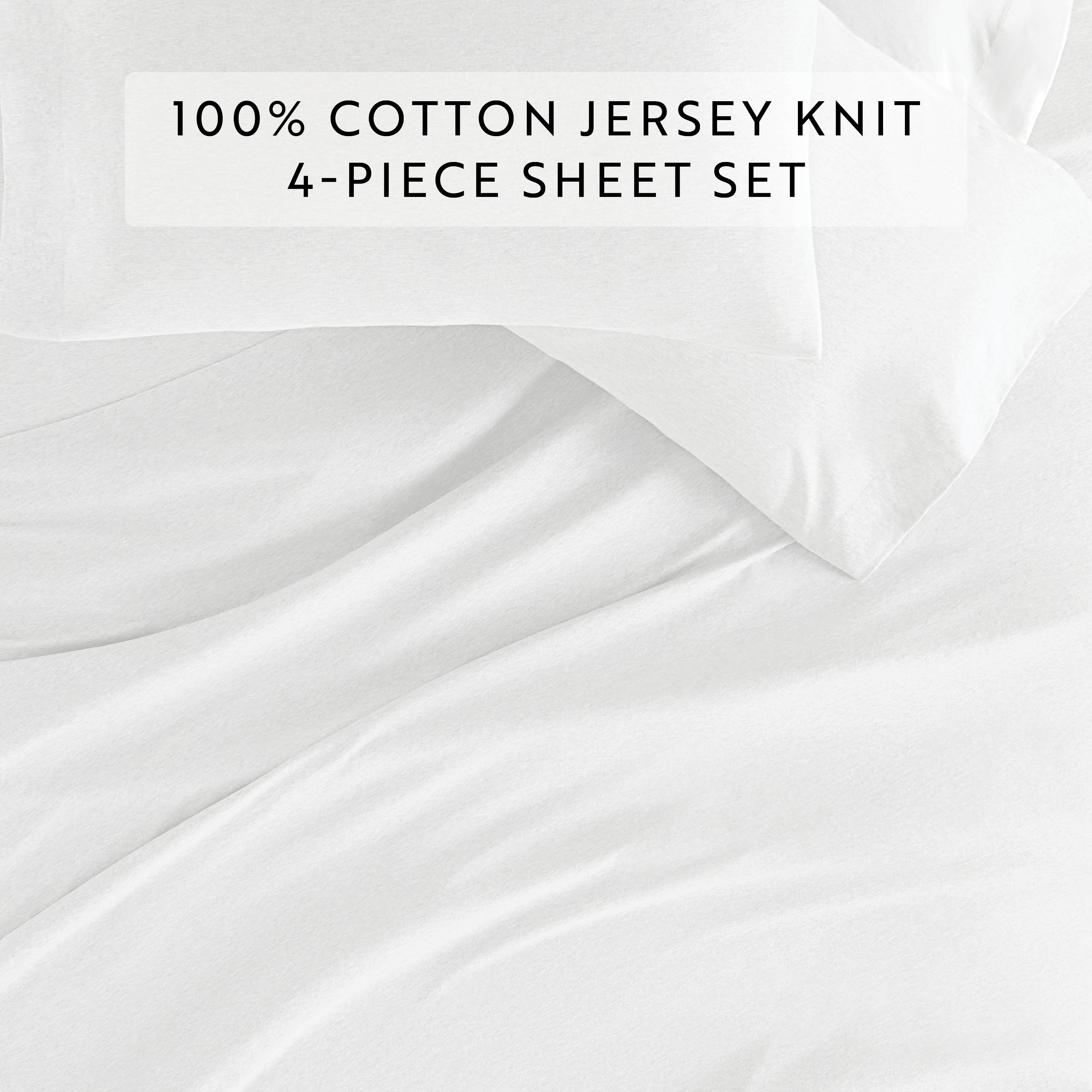 Premium Jersey Knit 4-Piece Cotton Sheet Set - Soft & Breathable Bedding for Ultimate Comfort | Perfect for Master Bedroom, Guest Room & Dorm Use