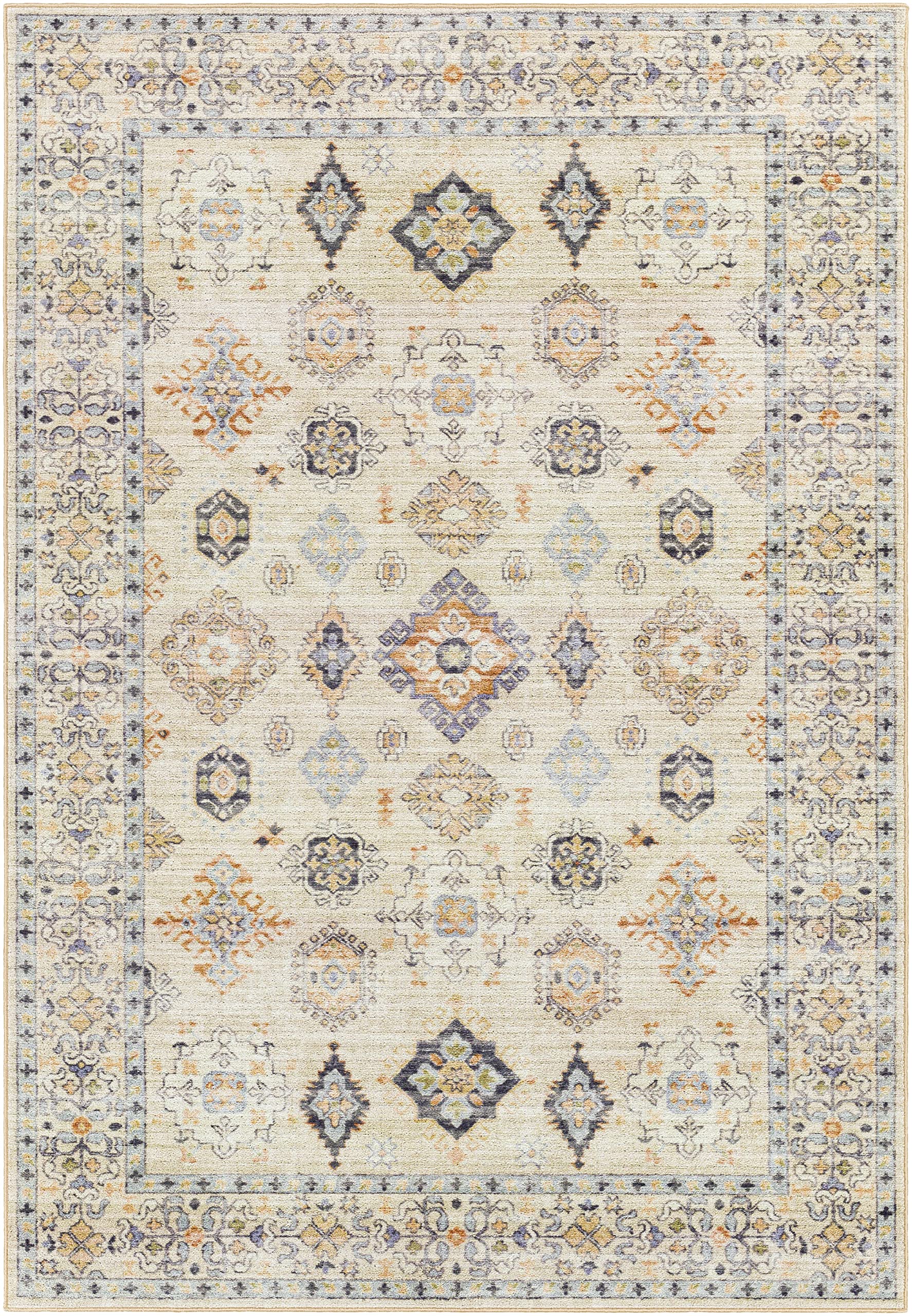 Mark&Day Washable 5x7 Area Rug - Park Forest Traditional Beige, Orange & Grey Machine Washable Carpet for Living Room, Bedroom, Kitchen | Soft & Durable Floor Mat for Home Decor, Pet-Friendly & Easy Clean (5'3