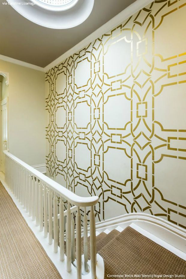 Contempo Trellis Wall Stencil - Reusable DIY Home Decor Painting Template for Walls, Furniture & Crafts | Perfect for Bedroom, Nursery, Living Room & Office Accent Walls