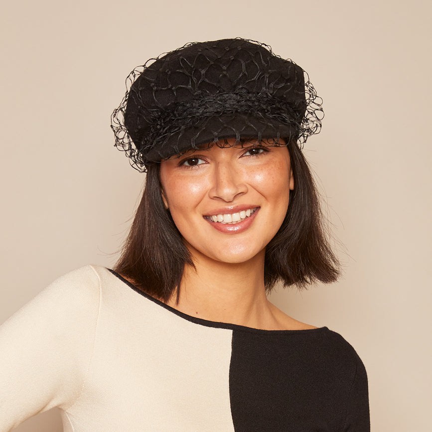 Marina Black Veil Headpiece - Elegant Bridal Hair Accessory for Weddings, Prom & Special Occasions