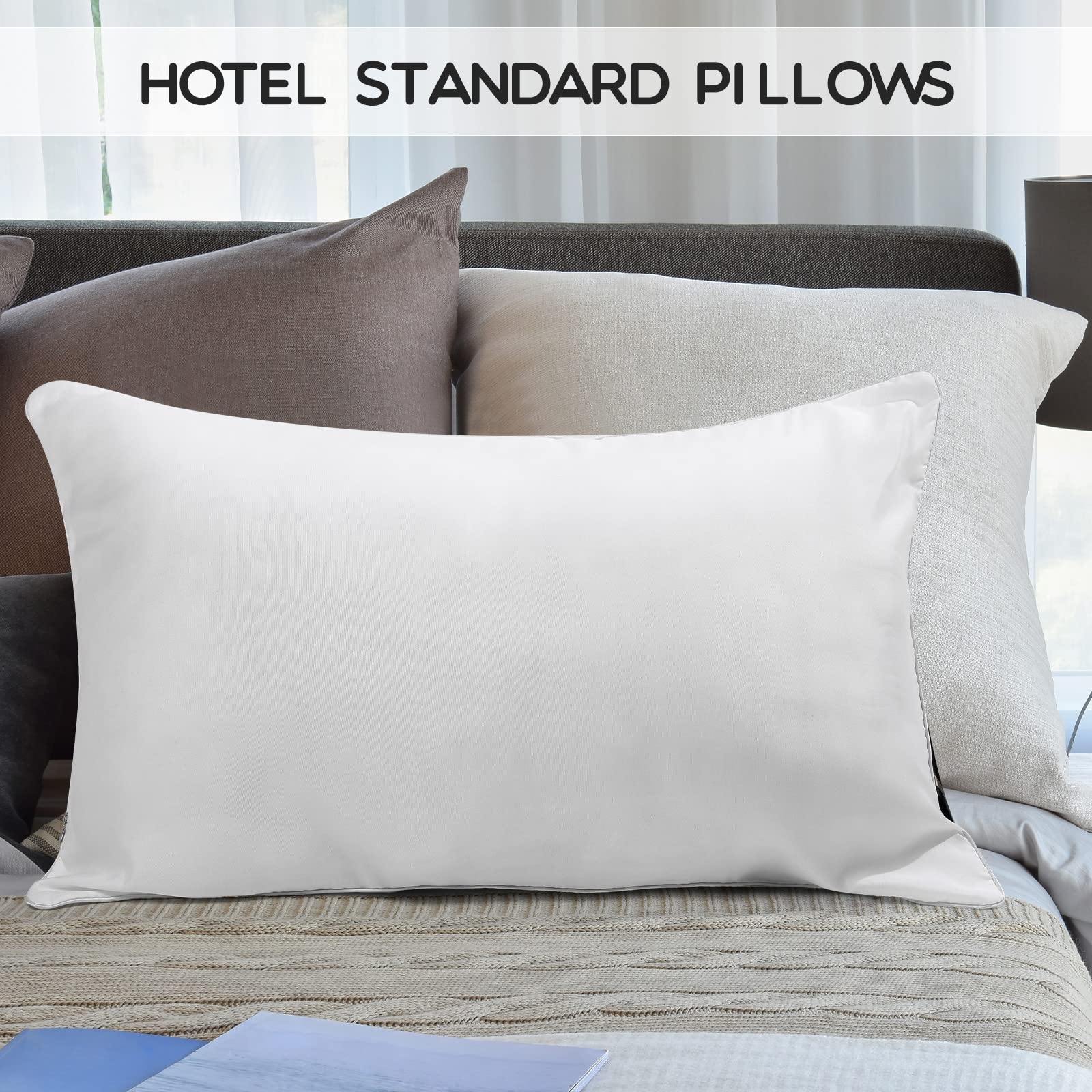 Macarrie 20-Pack Queen Pillows for Sleeping - Hotel Quality, Machine Washable (30x20 Inches) - Ideal for Stomach, Back & Side Sleepers