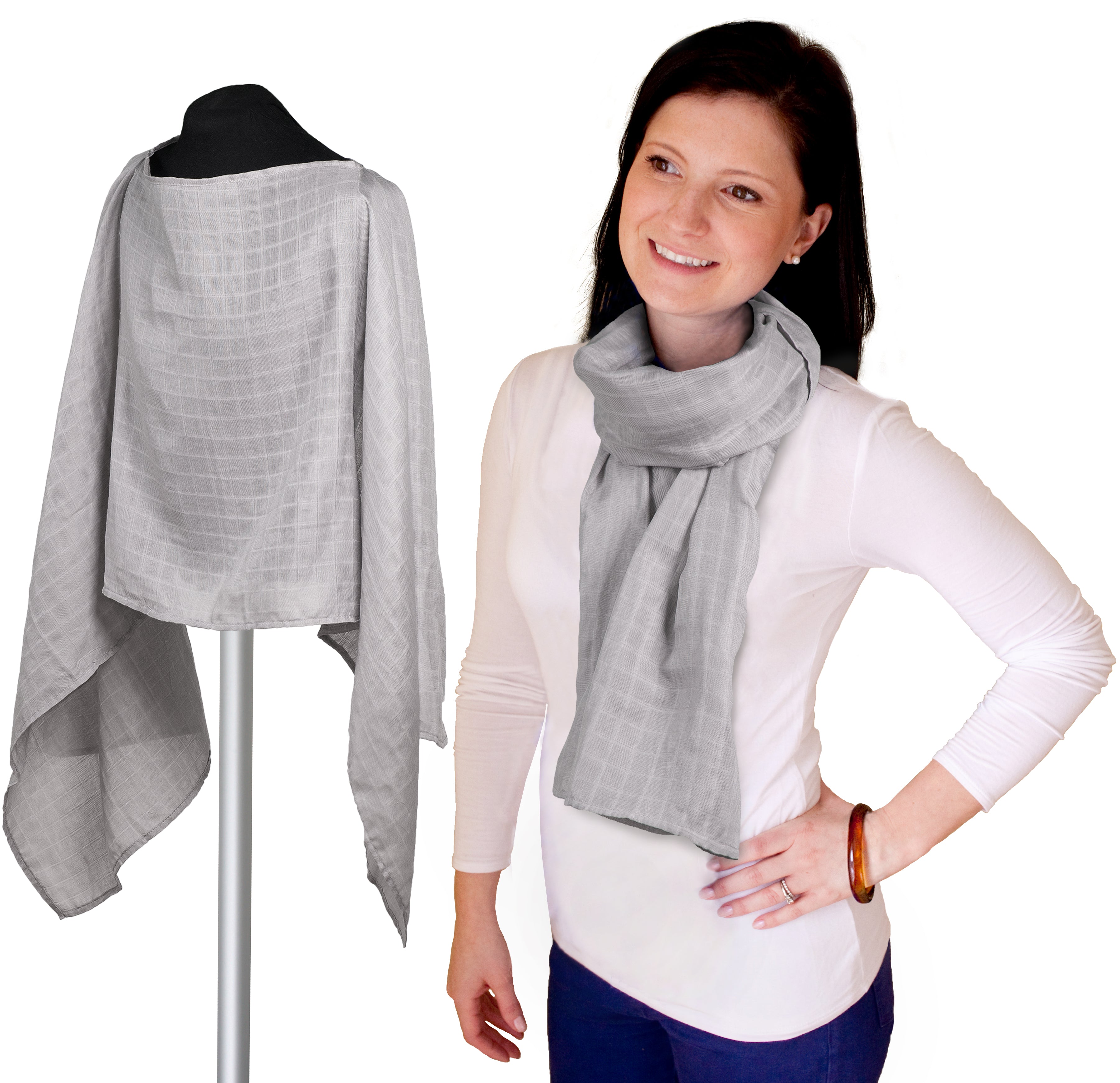Pashmama Premium Muslin Blanket - Soft Grey Baby Swaddle & Nursing Cover for Newborns, Infants & Toddlers - Perfect for Swaddling, Stroller, Car Seat & Nursery Use