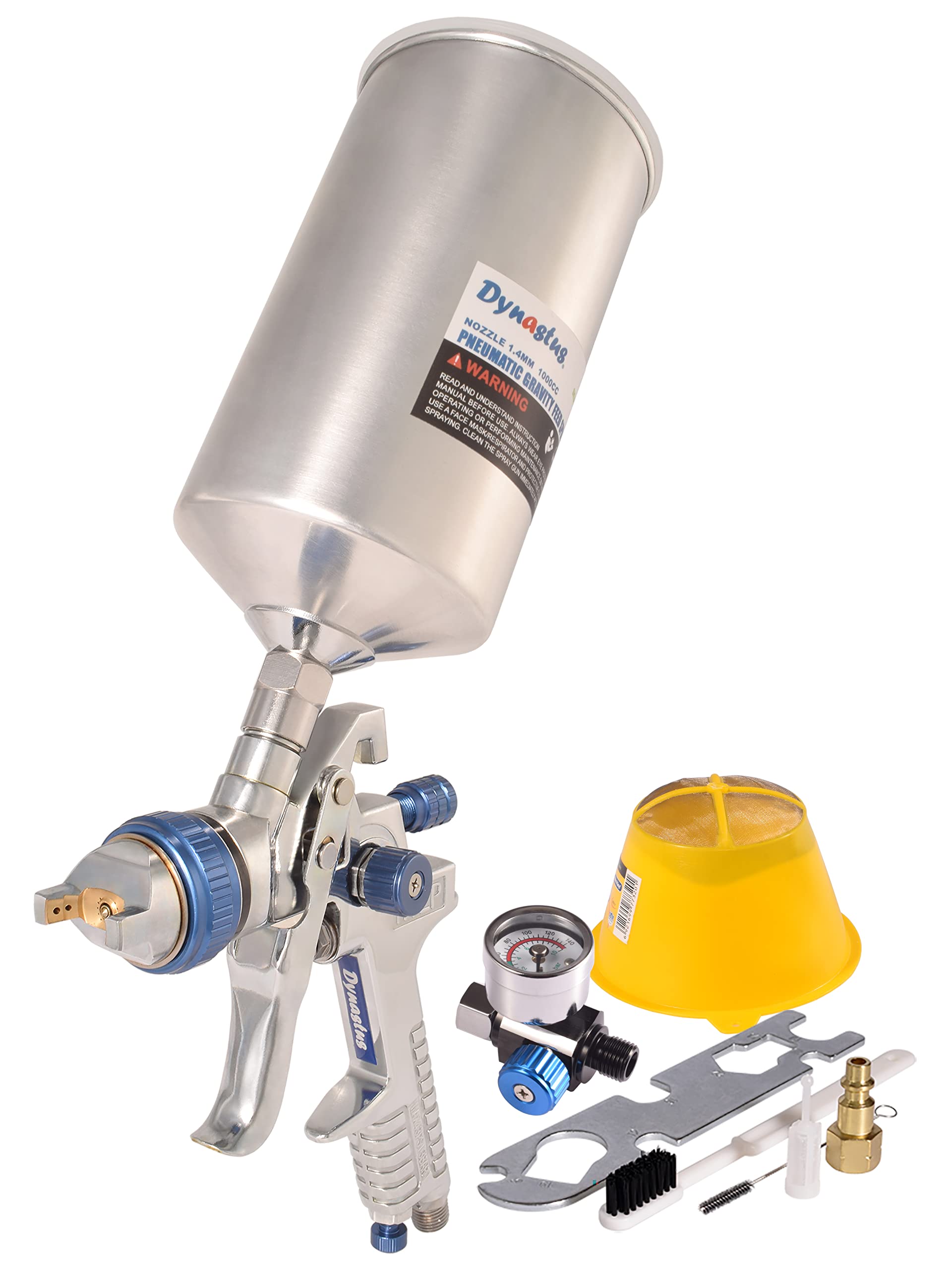 Dynastus 1 Quart HVLP Air Spray Gun for Auto Detailing & Car Painting - 1.4mm Nozzle with Filter & Air Regulator - Perfect for Automotive Touch-Ups, DIY Projects & Professional Bodywork