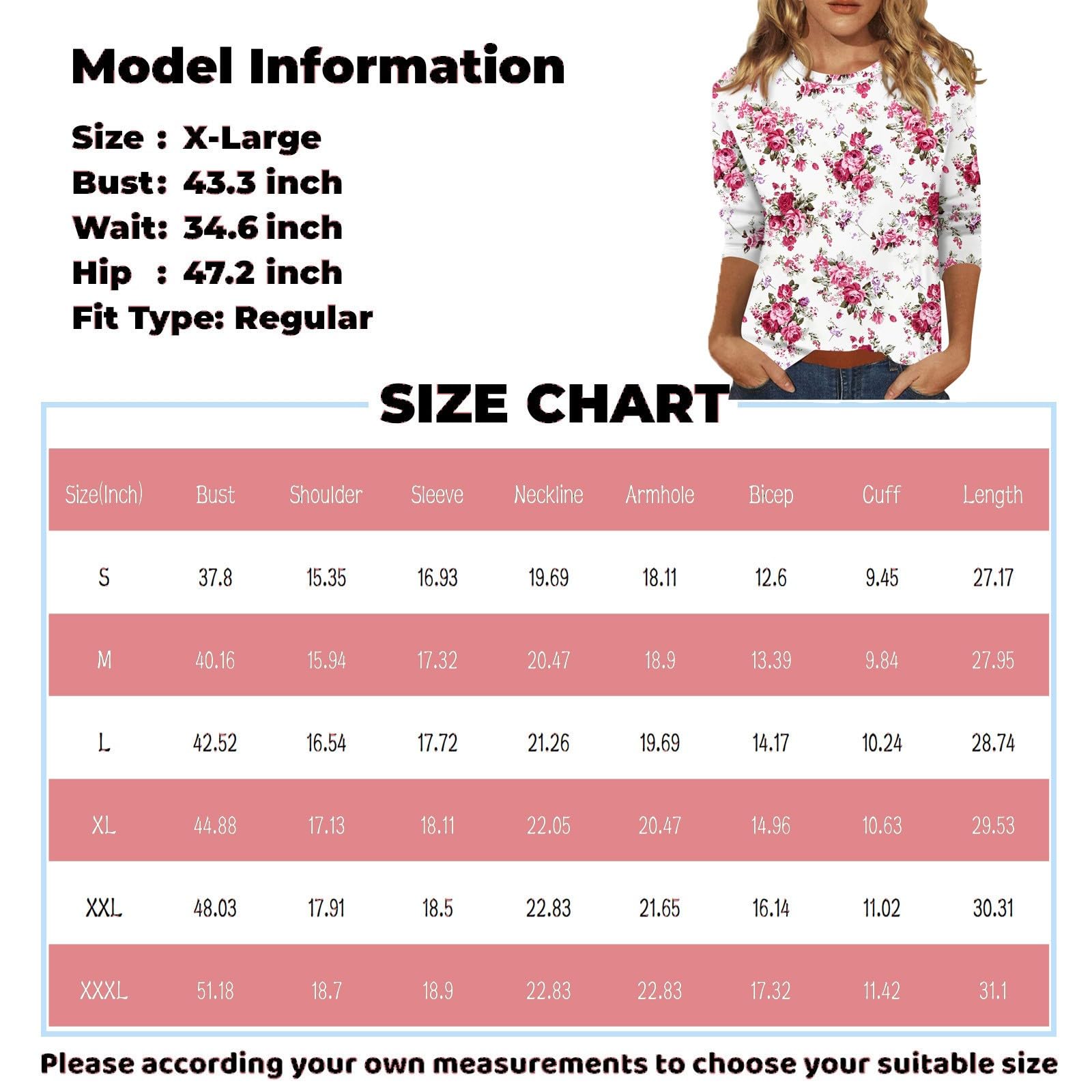 NAMTYQX Women's Christmas T-Shirts - 3/4 Sleeve Crewneck Loose Blouse, Plus Size Holiday Printed Top for Xmas Gifts | Casual Wear, Office Outfit & Party Apparel