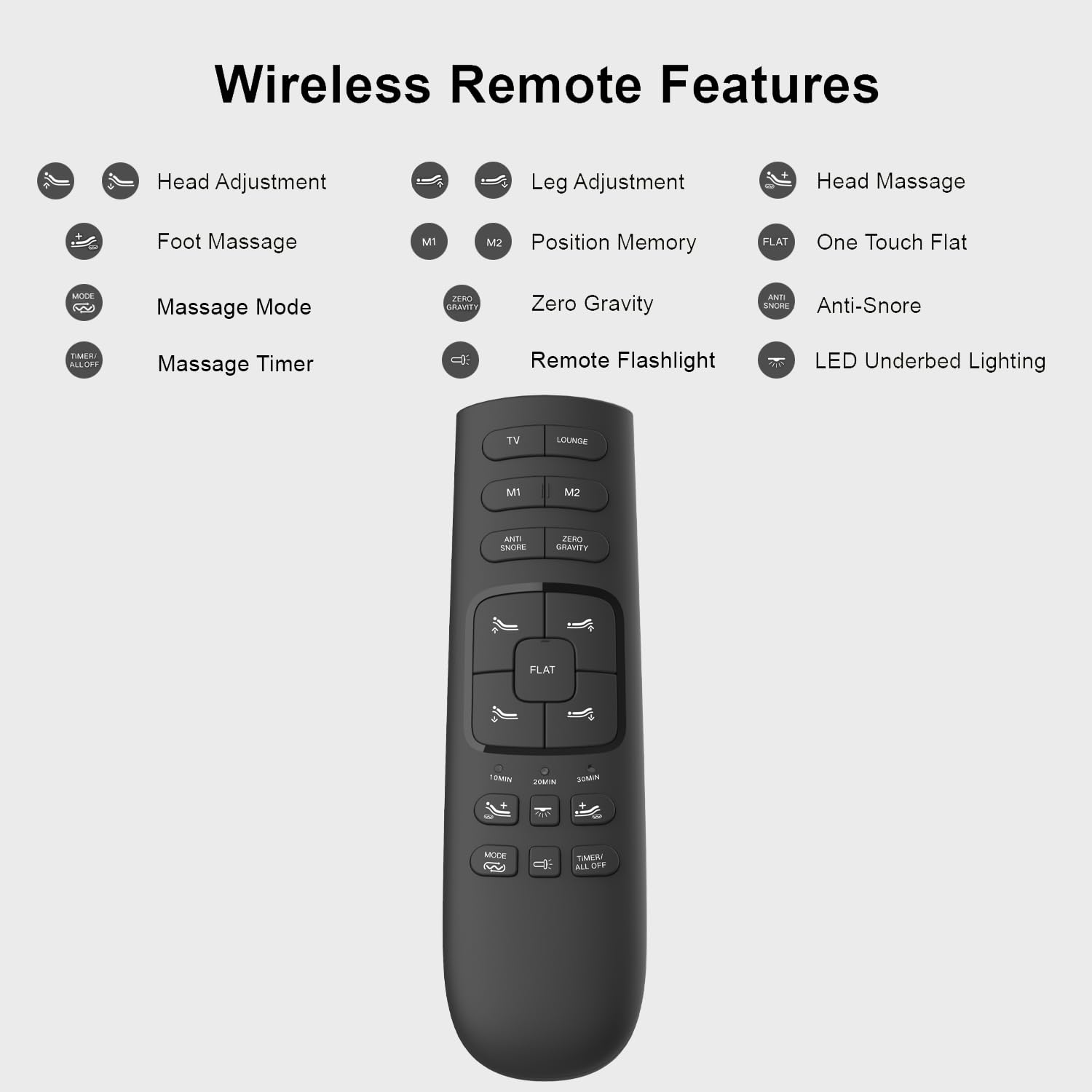 King Adjustable Bed Base with Full Body Massage, USB Ports & Zero Gravity - Anti-Snore Feature, Memory Positions, Under Bed Lighting & Wireless Remote - Perfect for Home Comfort, Relaxation & Better Sleep