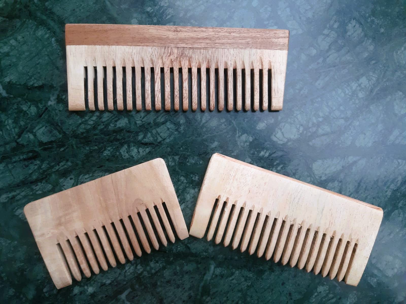 Smallneeds Neem Wooden Comb Set of 3 - Anti Dandruff Hair Brush for Women & Men | Natural Ayurvedic Scalp Massager for Healthy Hair Growth | Perfect for Daily Grooming, Travel & Salon Use