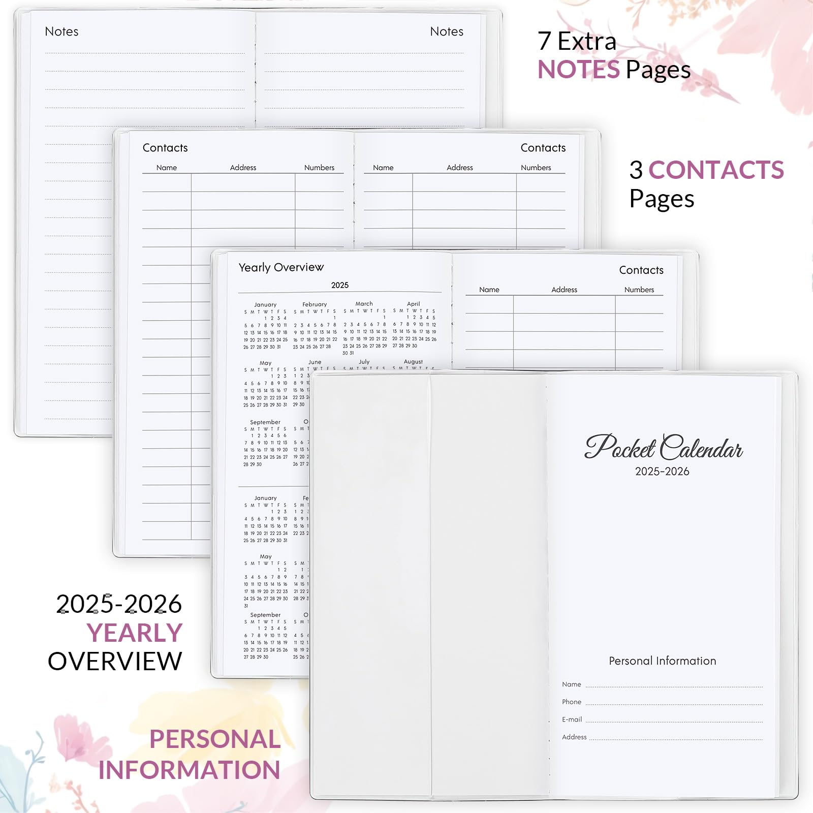 2025-2026 Floral Pocket Planner - 3.7