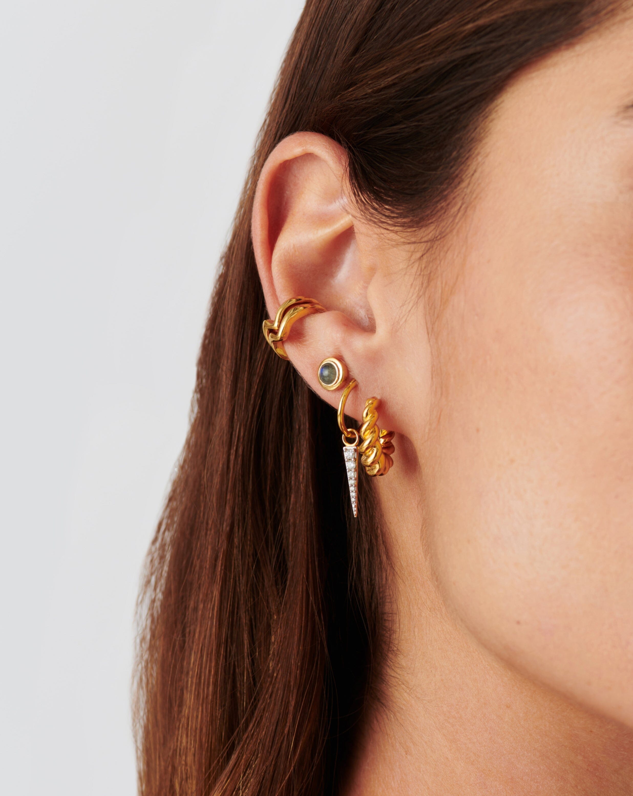 Zenyu Link Gemstone Round Stud Earrings - 18k Gold Vermeil Hypoallergenic Jewelry for Women | Perfect for Parties, Weddings & Everyday Wear
