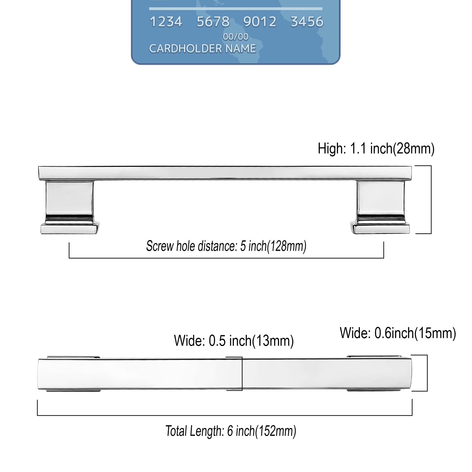 5 Inch (128mm) Polished Chrome Cabinet Handles - 10 Pack Durable Kitchen Cabinet Pulls for Cabinets, Cupboards, and Drawers - Perfect for Modern and Traditional Kitchen Designs