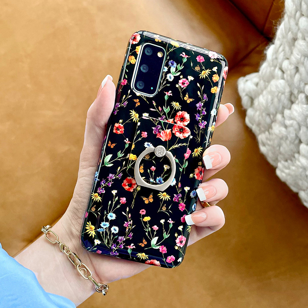 Samsung Galaxy Phone Case with Black Wildflower Design - Stylish & Protective Cover for Everyday Use