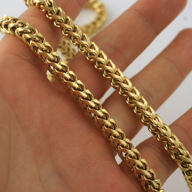 6mm Jumbo Stainless Steel Franco Chain Necklace for Men - 18K Gold Plated Cuban Link Chain - Perfect for Casual Wear, Layering & Gift Giving