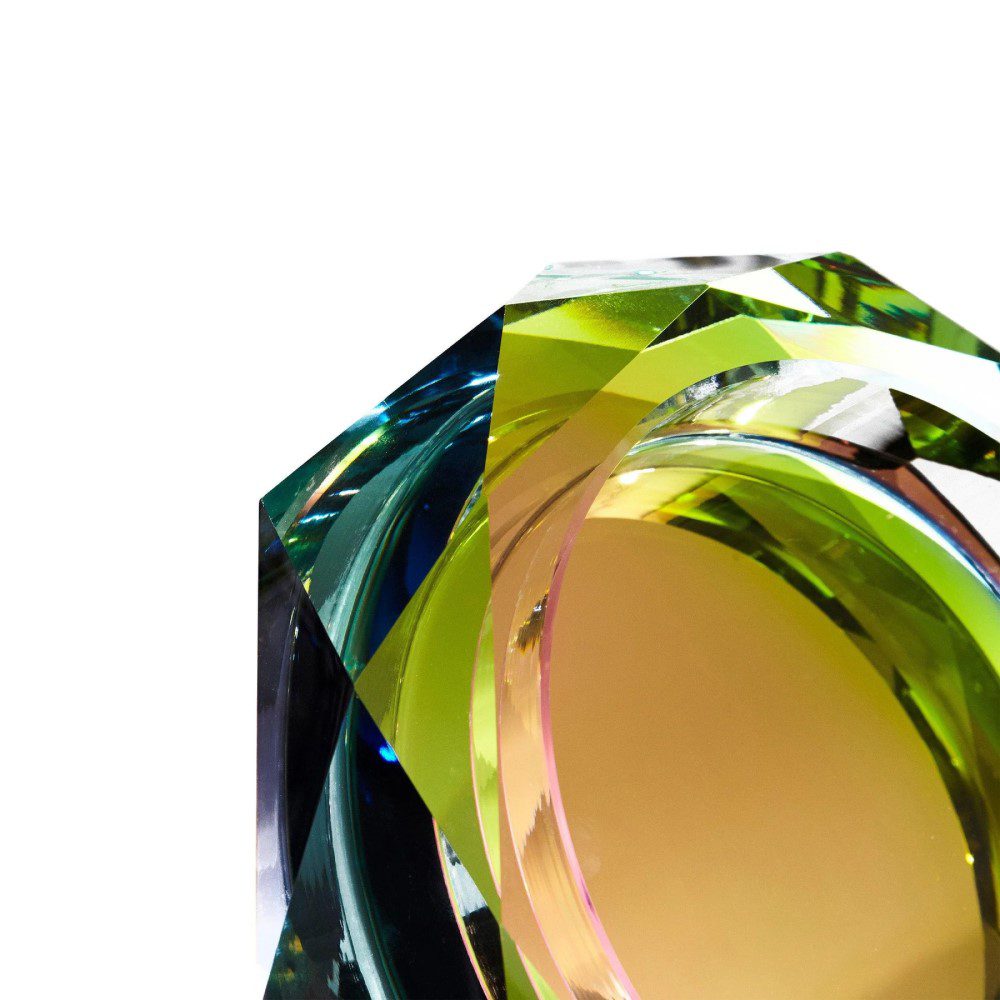 Premium FUNDAMENTAL BERLIN Rainbow Crystal Bowl - Large Handmade Glass Bowl for Home Decor, Gift, Meditation & Yoga Accessories