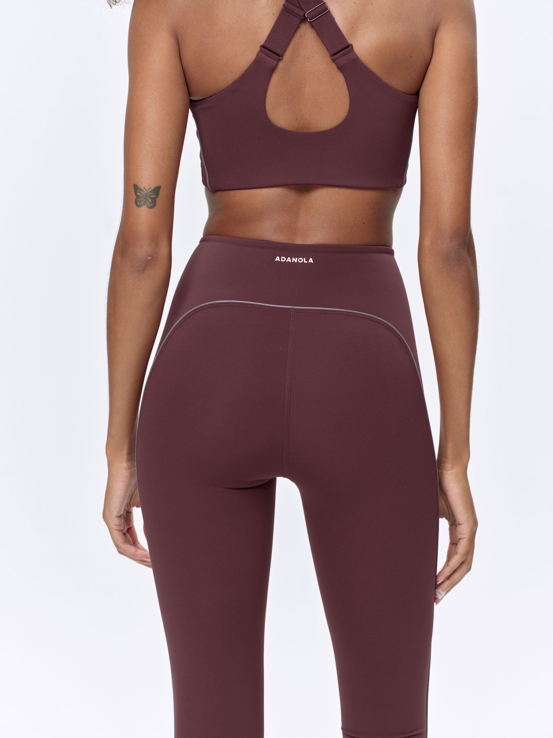 Ultimate Reflective Piping Leggings for Women - High Waist Burgundy Workout Yoga Pants | Night Running, Gym, Fitness & Casual Wear