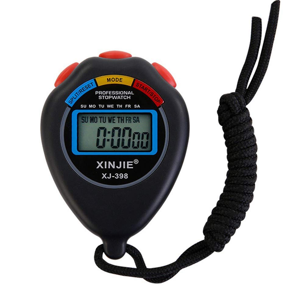 Professional Digital Stopwatch with LCD Display - Sports Chronograph Timer for Gym, Running, Swimming & Training - Accurate Stopwatch Counter for Coaches and Athletes (Black)