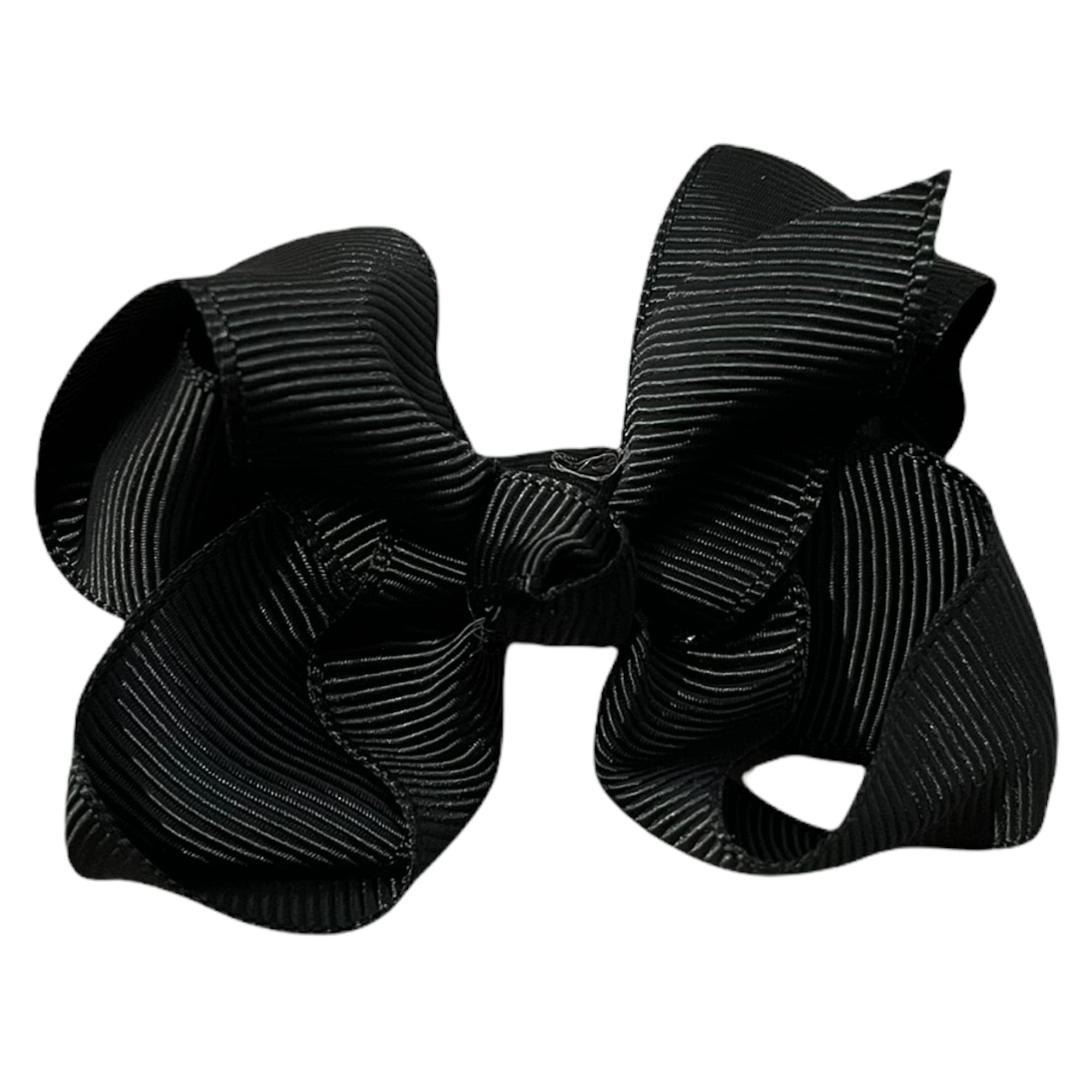 10pk Black Hair Bows Knots Clips - 3 Inch (7.6cm) Solid Color Girls Hair Accessories for School, Parties & Everyday Wear