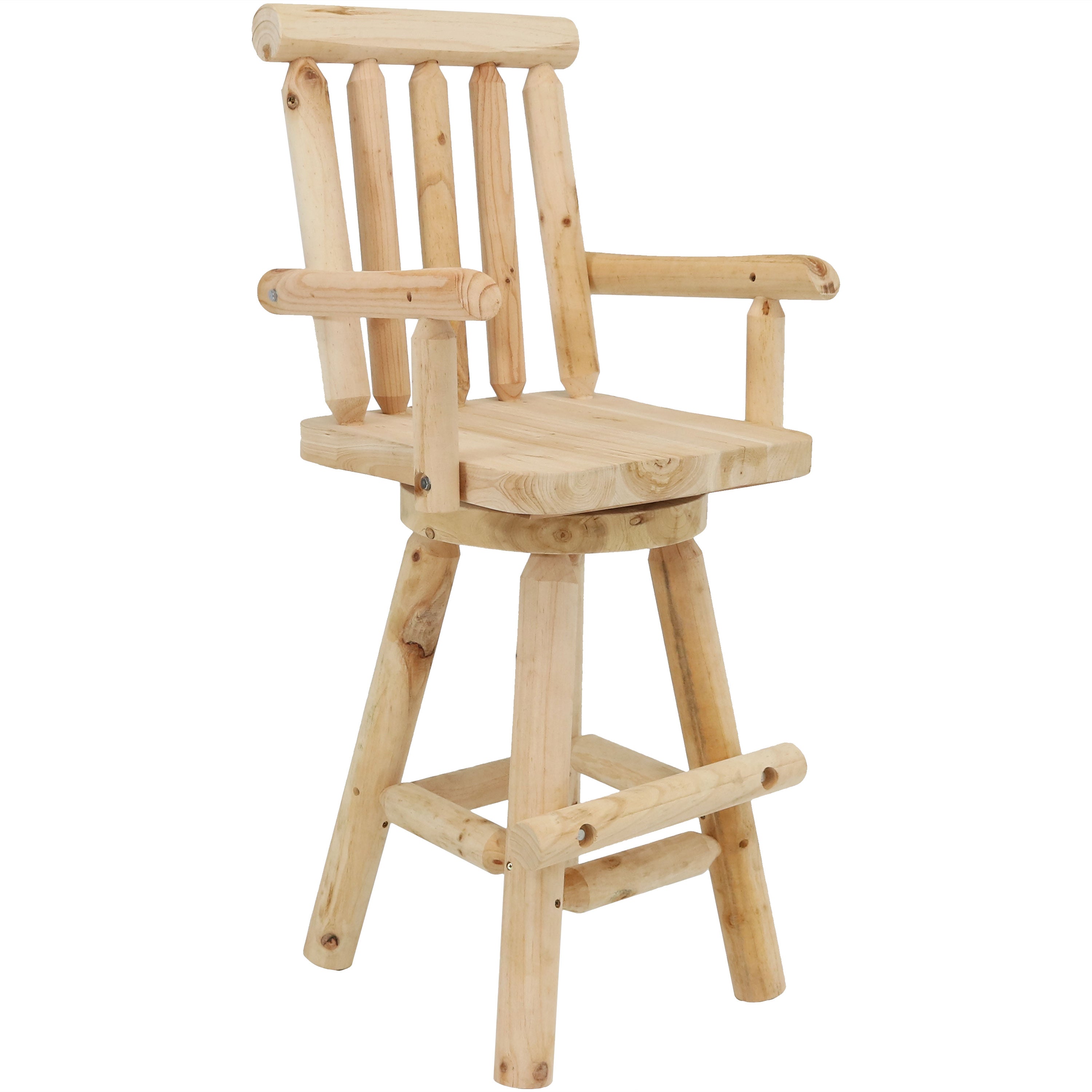 Rustic Outdoor Bar Stool - Log Cabin Style Bar Height Stool 42