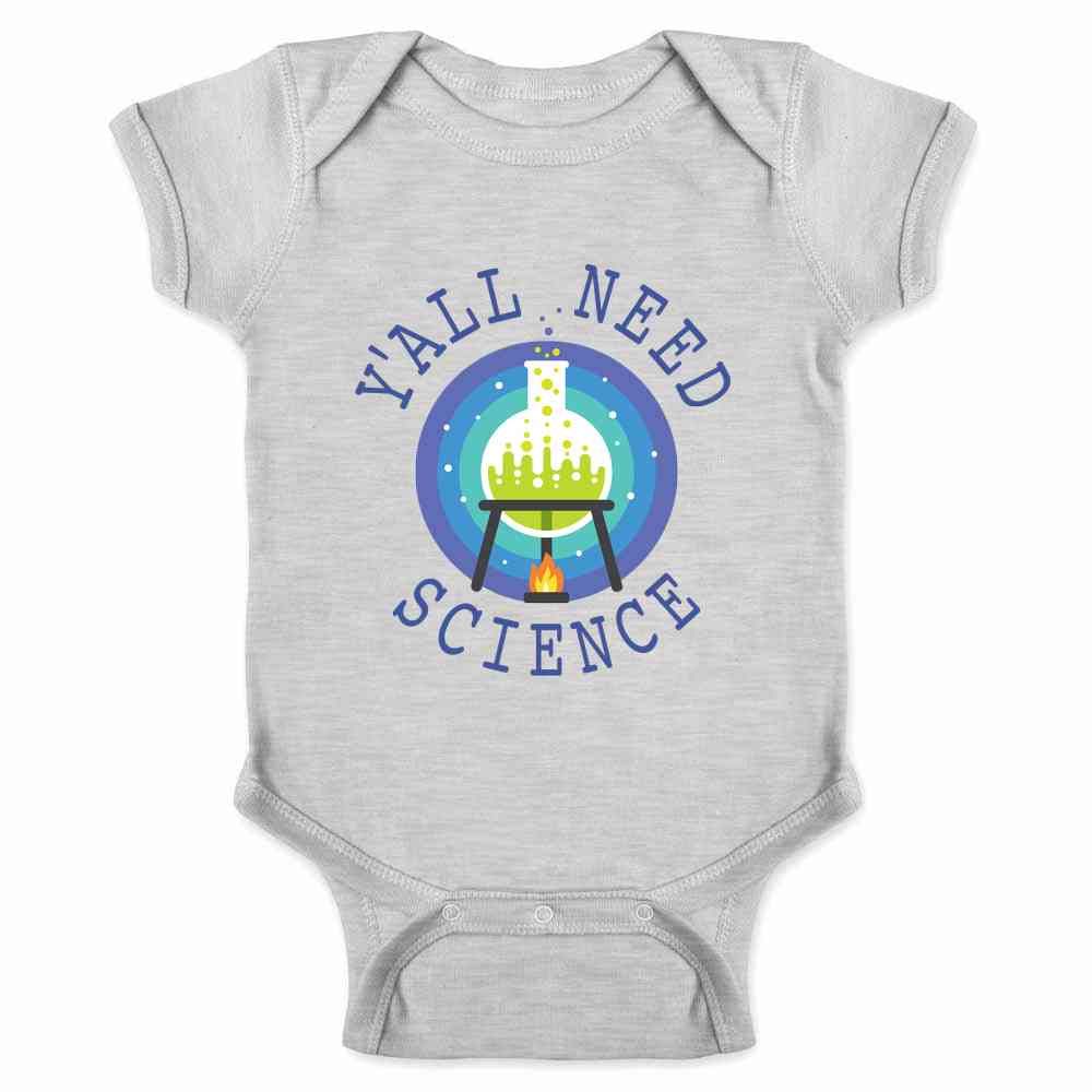 Pop Threads 'Y'all Need Science' Funny Geeky Scientific Graphic T-Shirt for Baby Toddler Kids - Boys & Girls Science Lovers Tee for School, Birthday & STEM Events