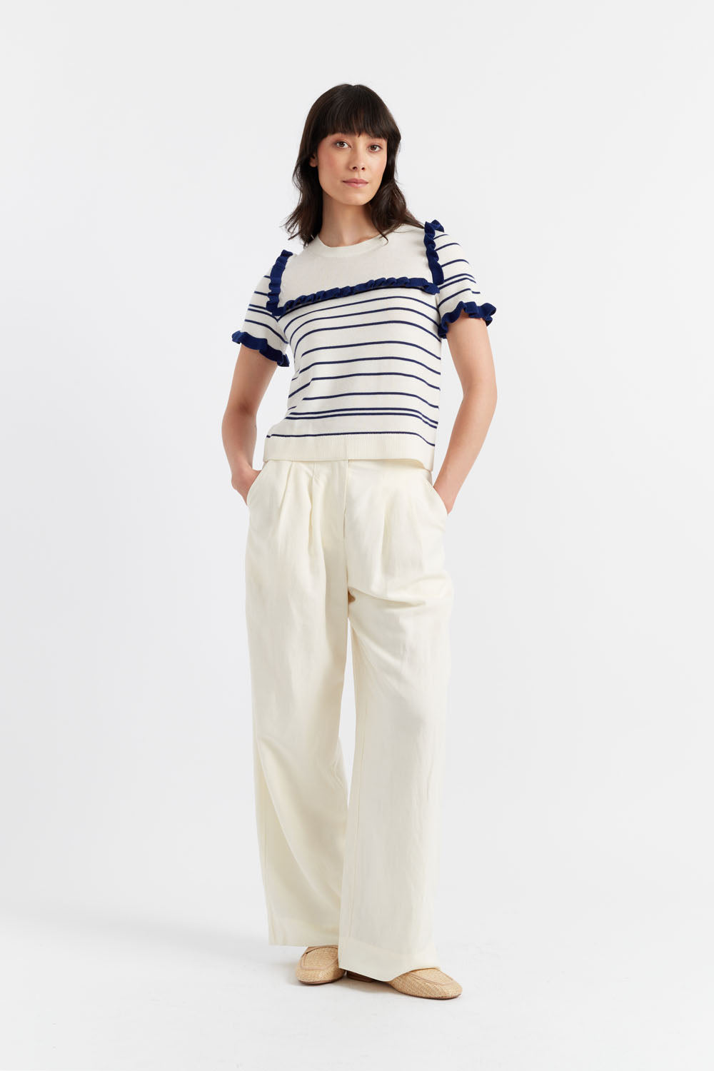 Premium Cream Merino Wool Nautical Top for Women - Soft & Comfortable Boat Neck Sweater for Fall & Winter Fashion | Perfect for Casual Outings, Office Wear & Holiday Gatherings