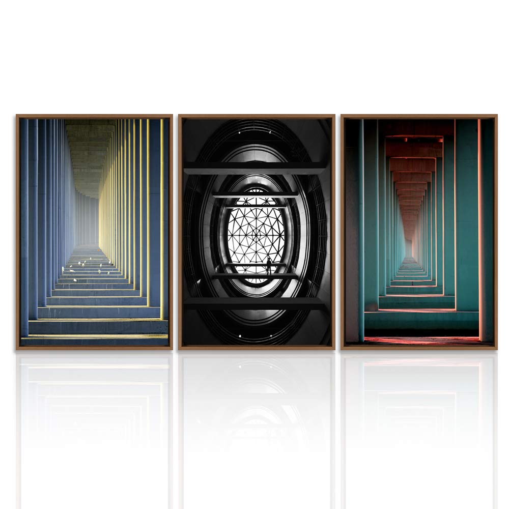 Wall26 3-Panel Framed Canvas Wall Art - Modern Cityscape Building Theme Print (16