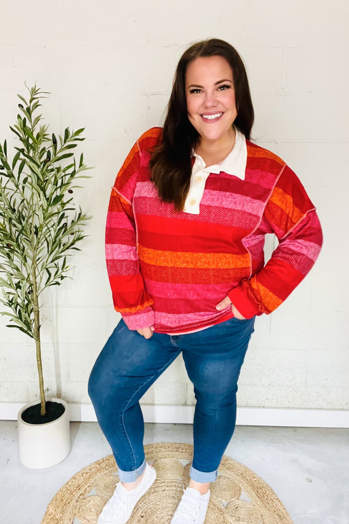 Bold Magenta Striped Button-Down Shirt with Placket Collar - Stylish Casual Wear for Work, Outings & Date Nights