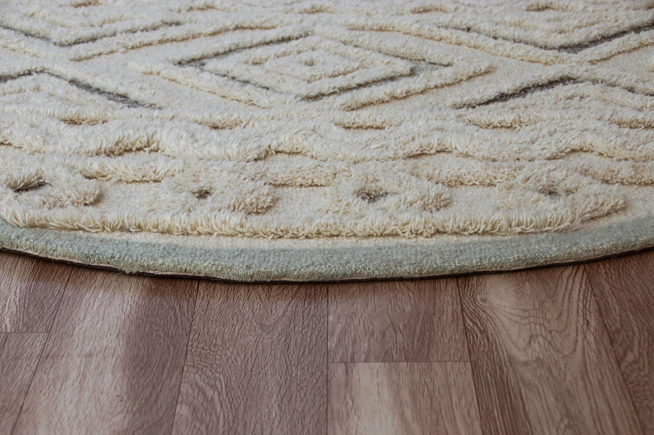 LR Home 6ft Round Natural Wool Area Rug - Hand Tufted Modern Farmhouse Boho Style Carpet for Bedroom, Living Room, Entryway & Playroom | Ivory Home Decor Rug | Perfect for Cozy Spaces, Boho Chic Interiors & Farmhouse Style Rooms