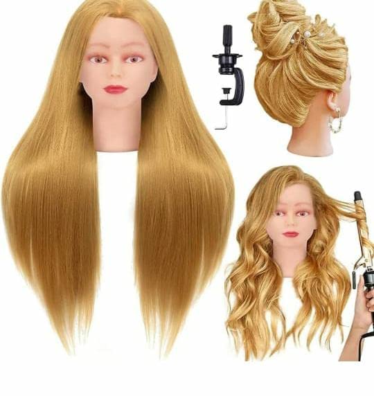 Professional VR Cosmetic Mannequin Head for Makeup Practice & Hair Styling Training - Salon Styling Dummy with Free Clamp Stand (Gold) - Perfect for Beauty Schools, Home Practice & Professional Hairstylists