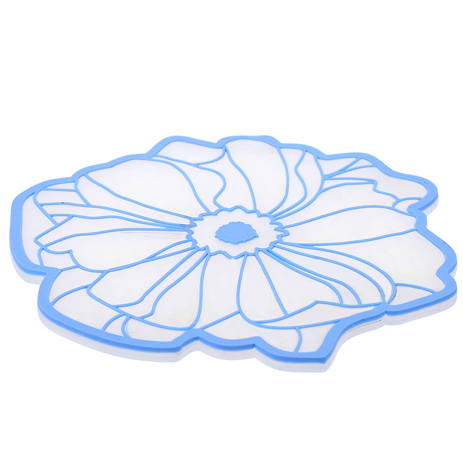 Kisangel Japanese Style Flower Pattern Cork Coasters Set - 6-Pack Silicone Cup Mats with Anti-Slip Design for Hot/Cold Drinks - Blue Floral Coasters for Kitchen, Dining Table, Coffee Bar & Home Decor