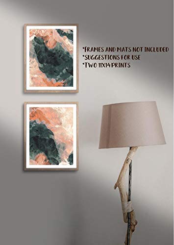 Abstract Art Prints - Modern Contemporary Wall Decor Set of 2 (11x14 Inches) - Unframed Canvas Posters for Living Room, Bedroom & Office Decor