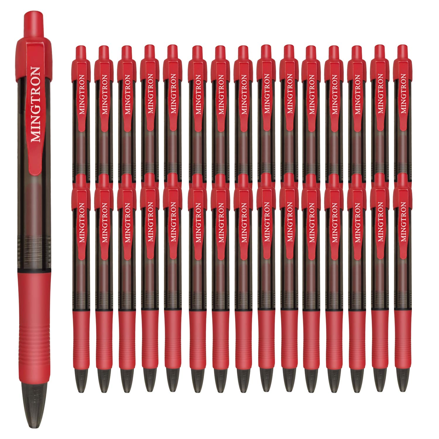 30 Pack Fine Point Red Gel Pens - 0.5mm No Smear Ink, Smooth Writing Retractable Rollerball Click Pens for Left & Right Handed Users - Perfect for Office, School, Journaling & Note Taking