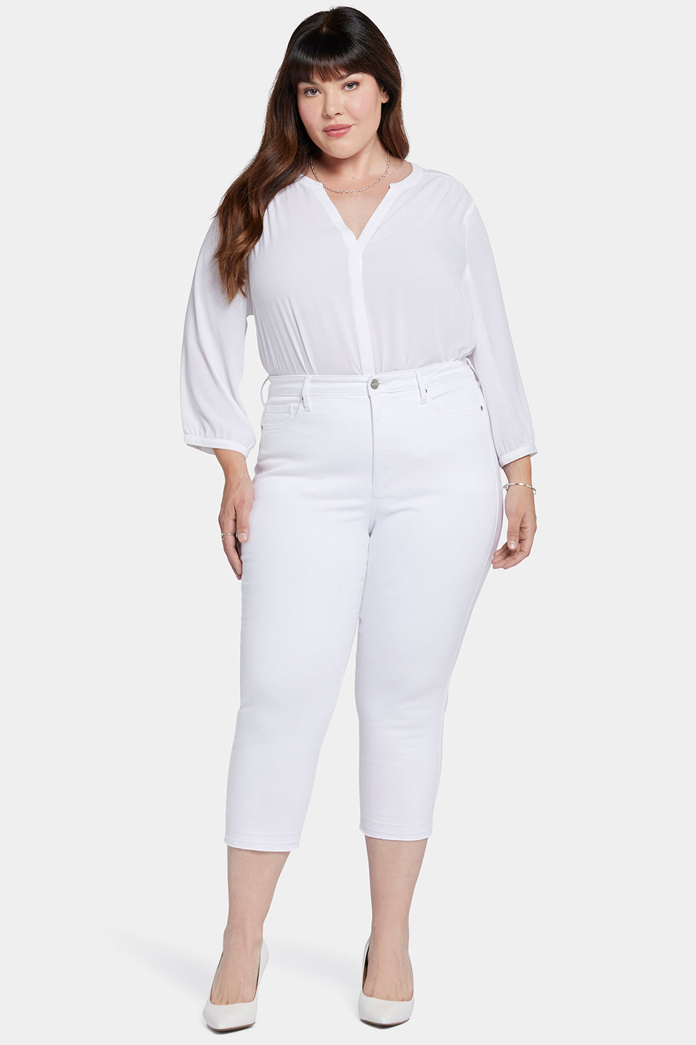 Chloe Capri Jeans for Women - Plus Size Stretch Denim Pants in Optic White | Casual Wear, Summer Outfits & Beach Style