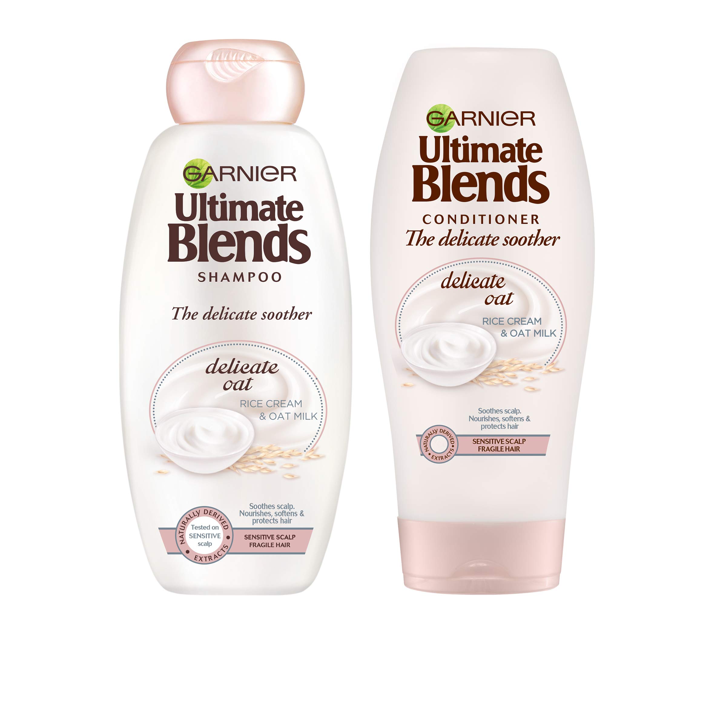 Garnier Ultimate Blends Shampoo & Conditioner Set - Oat Milk & Rice Cream for Sensitive Scalp & Fragile Hair | 400ml | Soothing Hair Care for Dry, Itchy Scalp | Perfect for Daily Use & Color-Treated Hair