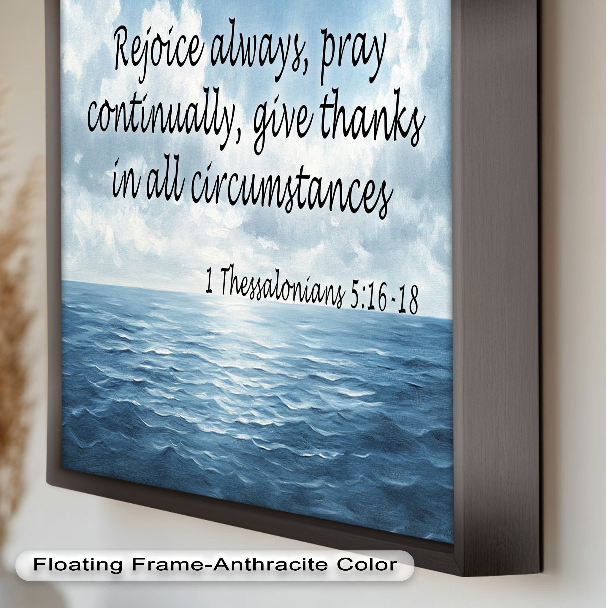 1 Thessalonians 5:16-18 Bible Verse Oil Painting - Rejoice Pray Give Thanks Scripture Wall Art for Christian Home Decor & Church