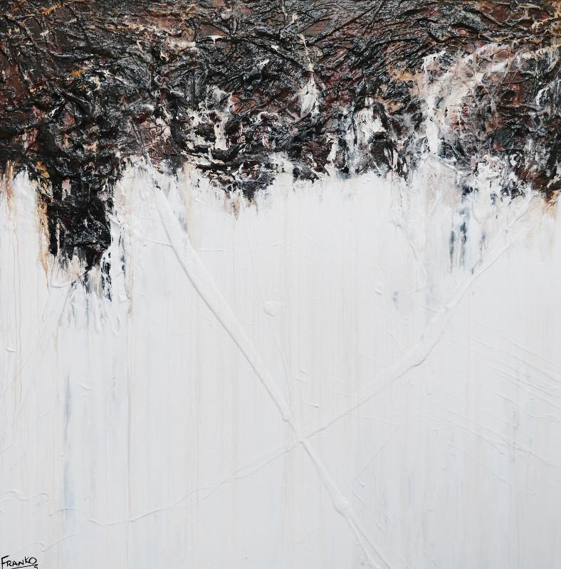 120cm x 120cm Brown and White Abstract Canvas Painting - Modern Neutral Wall Art for Living Room, Bedroom & Office Decor
