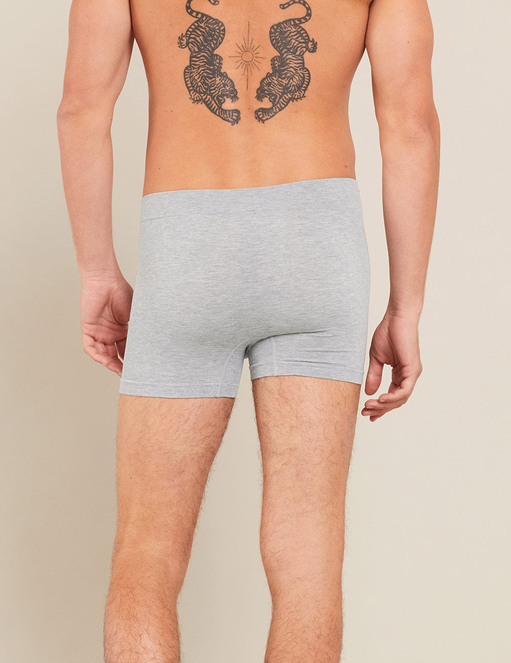 Seamless Men's Boxer Briefs - Light Grey Marl - Ultra Soft Comfort Underwear for Everyday Wear & Active Lifestyle
