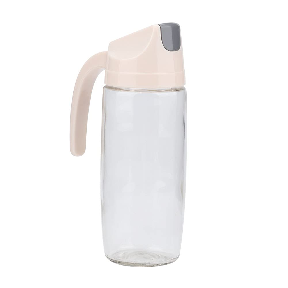 600ML Glass Oil Dispenser Bottle - Leakproof & Dustproof with Automatic Open/Close Lid - Premium Apricot Kitchen Utensil for Olive Oil, Vinegar & Salad Dressing (Perfect for Cooking, Baking & Table Setting)